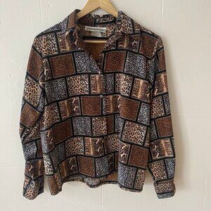Vintage Yves St. Clair Petites Printed Long-Sleeve Blouse